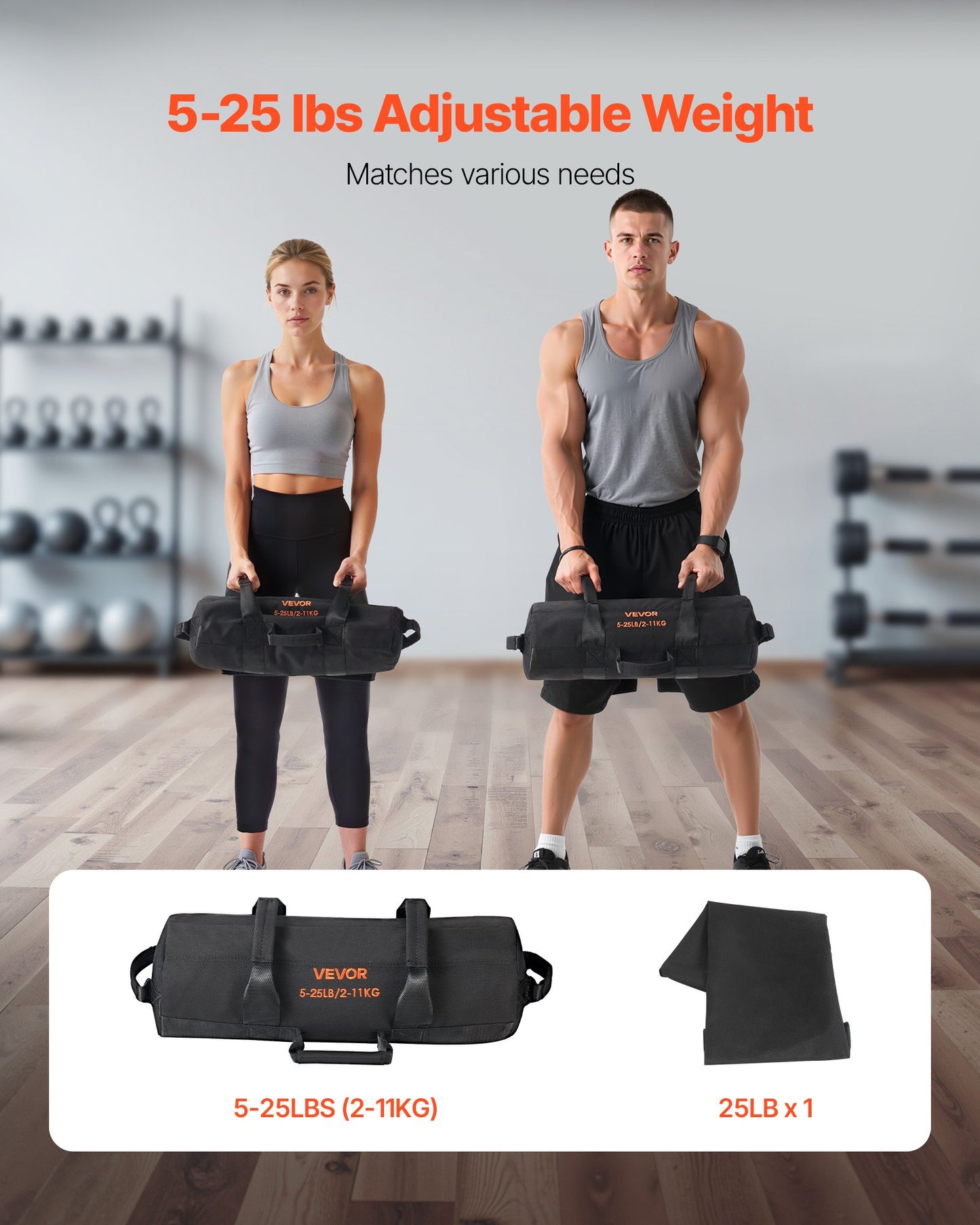 Heavy Duty Workout Sandbag – Adjustable 5–25 lbs Slam Bag for Strength Training