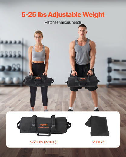 Heavy Duty Workout Sandbag – Adjustable 5–25 lbs Slam Bag for Strength Training