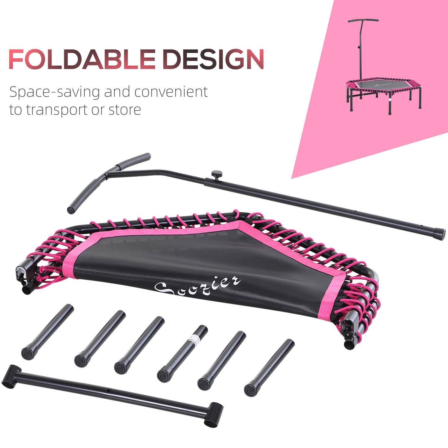 48" Adult Hexagon Rebounder Trampoline Fitness Bungee Jumping Cardio Trainer