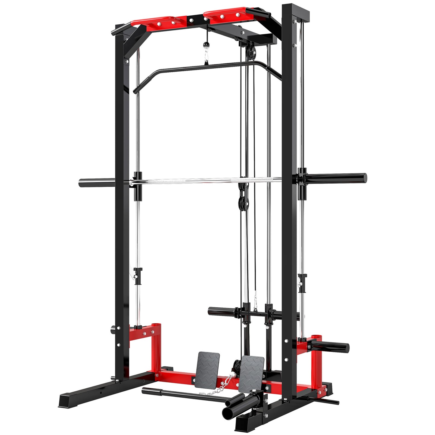Smith Machine Power Rack with Pull Up Bar, Lat Pull Down System
