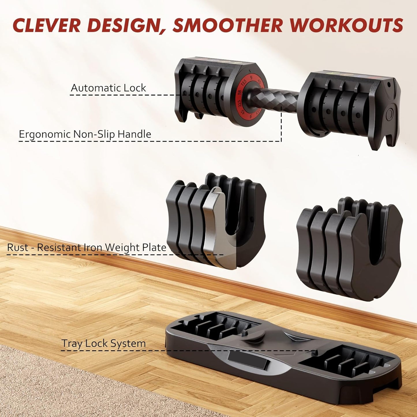Adjustable Dumbbell Set Of 22.5LB Set-1Sec Adjustable Dumbbell Weights