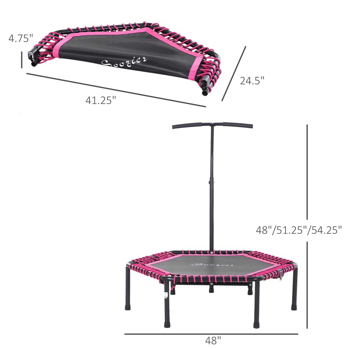 48" Adult Hexagon Rebounder Trampoline Fitness Bungee Jumping Cardio Trainer
