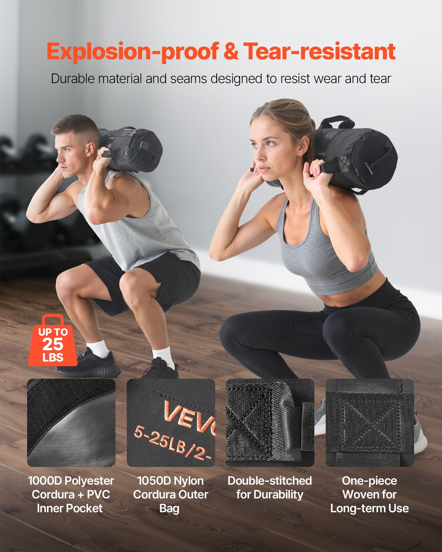 Heavy Duty Workout Sandbag – Adjustable 5–25 lbs Slam Bag for Strength Training