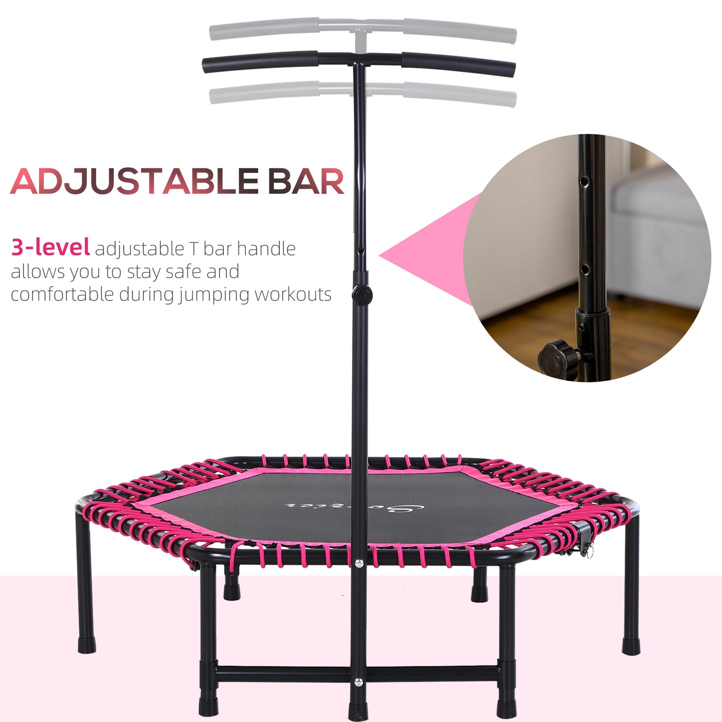 48" Adult Hexagon Rebounder Trampoline Fitness Bungee Jumping Cardio Trainer