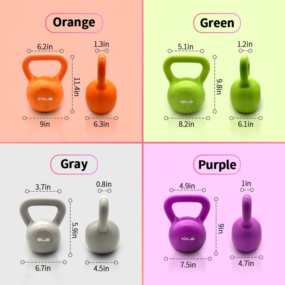 20lbs Kettlebell Set, Strength Training Kettlebells Weight Set For Women