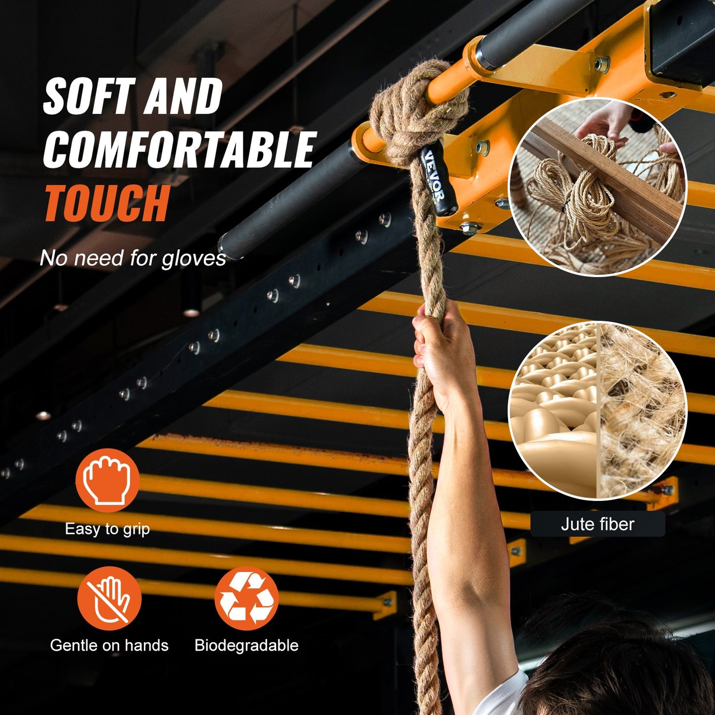 Gym Climbing Rope, 1" Diameter 100 Ft Length Gym Fitness Training Rope