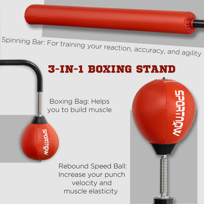 4.6'-6.7' Speed Bag Boxing Bag Stand, Reflex Bag Boxing Training Equipment, Speed Punching Bag, Red