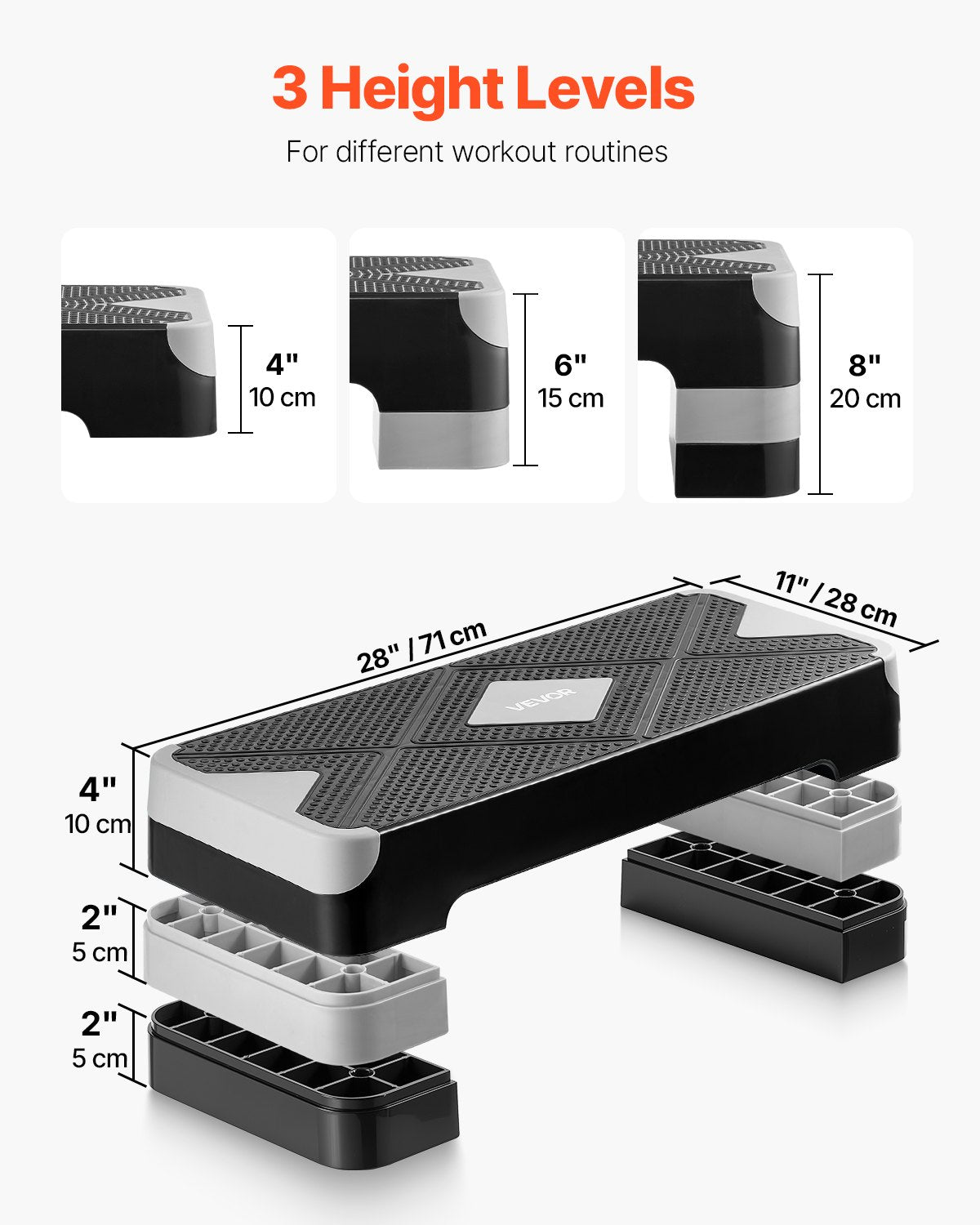 Aerobic Exercise Step Platform, 28-Inch Workout Aerobic Stepper